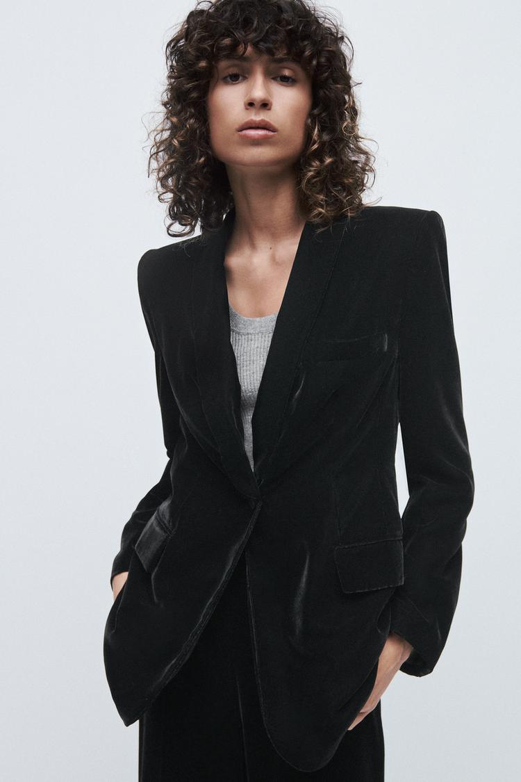 BLAZER TERCIOPELO Negro ZARA Estados Unidos de America United States